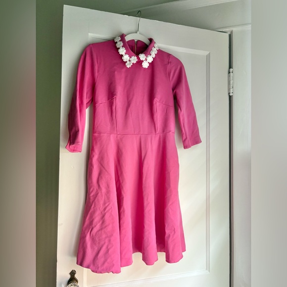 Kate Spade Pink Dress with Floral Collar size Medium - Picture 2 of 11